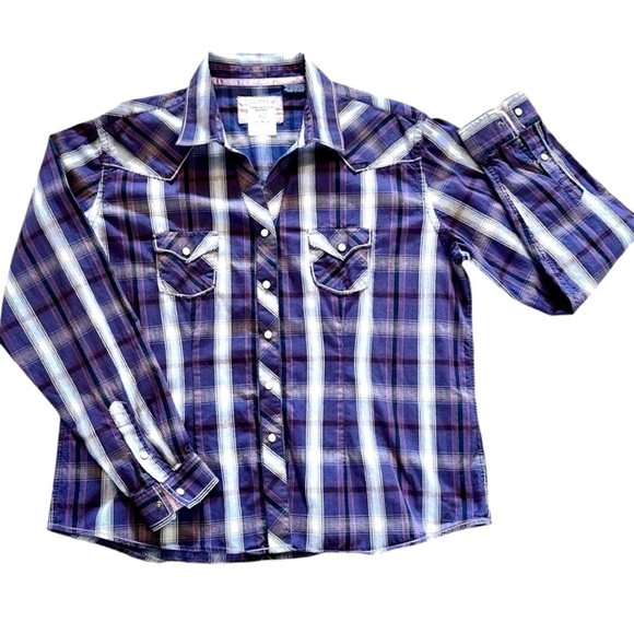Panhandle Slim Tops - Panhandle Slims Rough Stock Western shirt, pearl snap, contrasting cuffs, XL